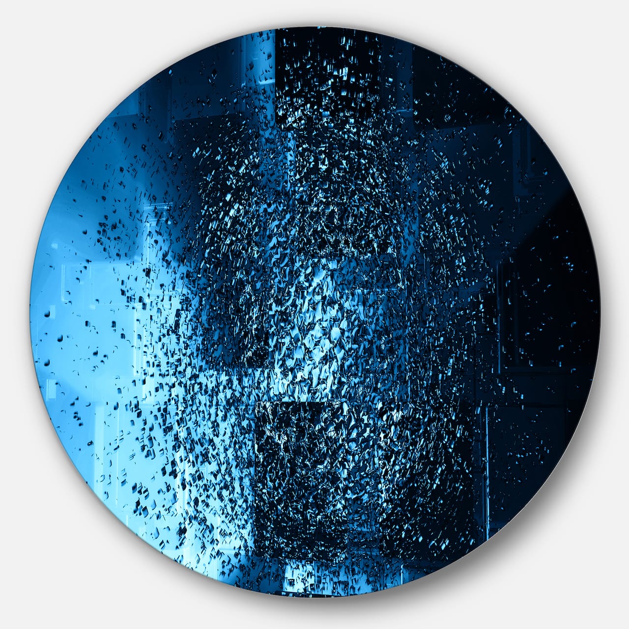 Designart - Fractal 3D Blue Paint Splash' Abstract Circle Metal Wall Art